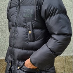 Мъжко яке с качулка, City Man, Средна дължина, Черно, 6838